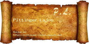 Pittinger Lajos névjegykártya
